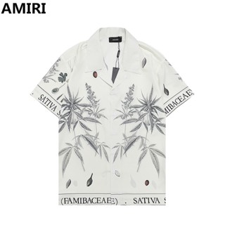 สตรีทแฟชั่น AM&amp;I ผู้ชายและผู้หญิง ไม้ไผ่ พิมพ์ลาย เสื้อเชิ้ตแขนยาว พลัสไซซ์ เสื้อลําลอง Unisex