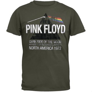 Impactเสื้อยืดแขนสั้น Impact Mens Pink Floyd Pyramid Dark Side Tour 1972 T-Shirt Impact Round neck T-shirt