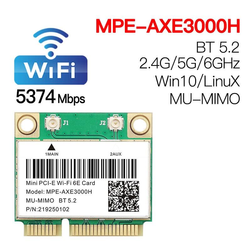 อะแดปเตอร์การ์ด WiFi ไร้สาย 6E AX210HMW Mini PCI-E สําหรับ Intel AX210 5374Mbps บลูทูธ 5.2 802.11ax 