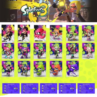 Amiibo Splatoon พร็อพการ์ดตัวละคร 3 ตัว 1-3 NFC Amiibo อุปกรณ์เสริมประกอบฉาก 17 ชิ้น