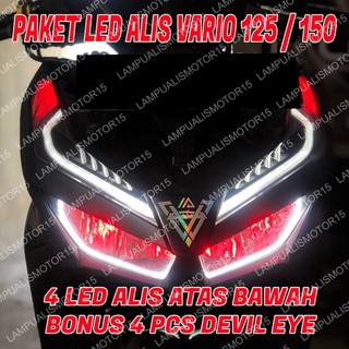 SATU SET LAMPU ALIS VARIO 125 150 BONUS DEVIL EYE LAMPU ALIS DRL VARIO LED V3 BONUS DEVIL EYES NEW LAMPU LED DEPAN SENJA LIS VARIASI VARIO 125 150 VARIO LED 2018 2019