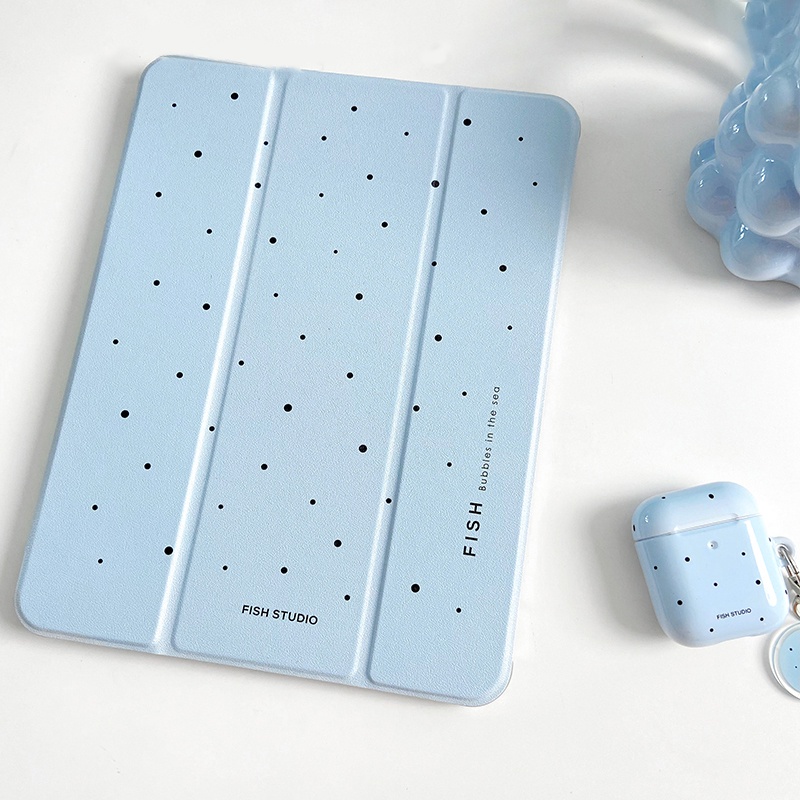 💥24ชั่วโมง💥 เคสไอแพด Gen9 10.2 Air7 MINI7 สีฟ้าเรียบง่าย Gen11 Case iPad ใส่ปากกาได pro11 2024 Air6