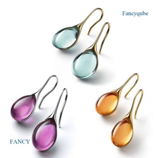 Fancy ต่างหูตะขอ ทอง 18k จี้รูปตาแมว 4 สี