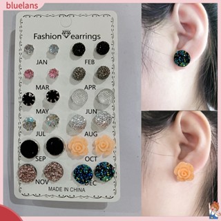 เครื่องประดับสตรีต่างหูแบบติดหูรูปดอกไม้ตกแต่ง rhinestone b 2 12 คู่/ชุด