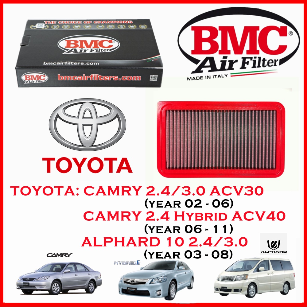 BMC Airfilters® (ITALY) กรองอากาศแต่ง สำหรับ Toyota:Camry ACV30 2.4/3.0 ACV40 Hybrid/ Alphard 10