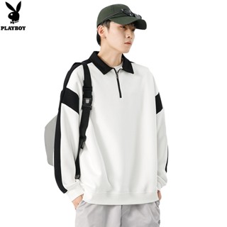 PLAYBOY Half Placket Zipper Lapel Sweater Korean Version of The Trend Polo Shirt