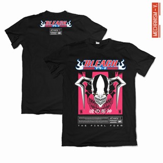 เสื้อยืดผ้าฝ้ายพิมพ์ลายแฟชั่น [ Bleach ] x MECHANISM เสื้อยืด คอวี ไซซ์ XS-5XL