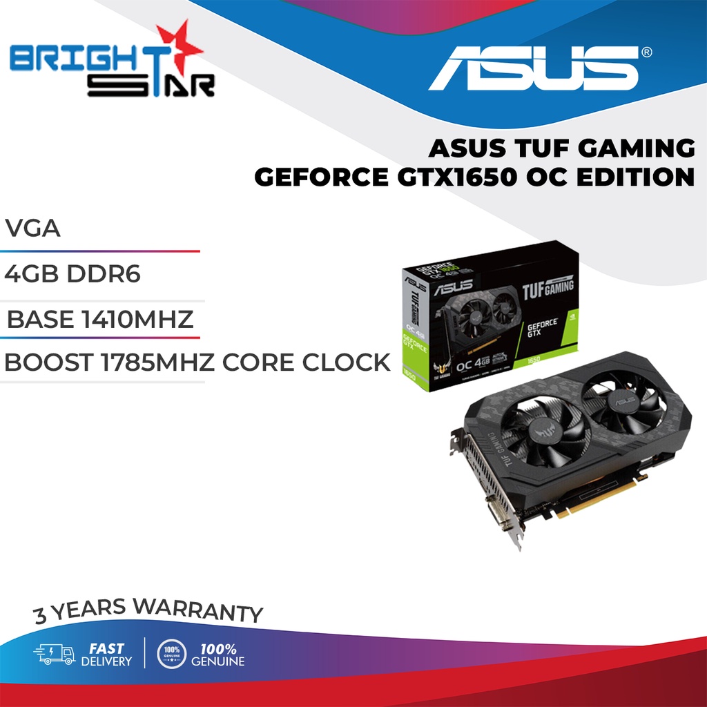 การ์ดจอ Asus TUF Gaming Geforce GTX1650 Oc Edition 4GB DDR6