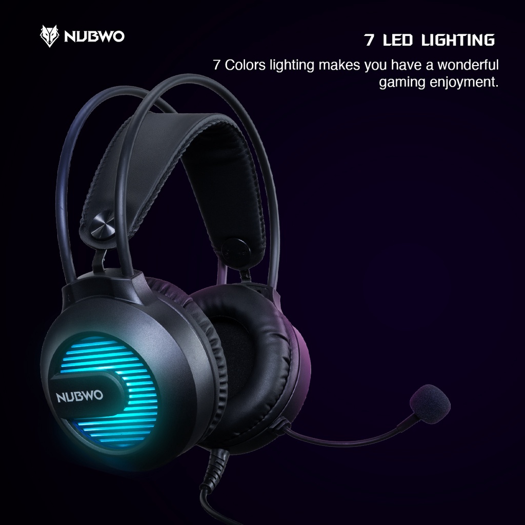 Nubwo N2 Pro Headset Gaming หูฟังเกมมิ่ง หูฟัง Stereo หูฟังคอม มีไฟ LED 7 สี