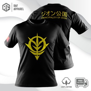 เสื้อยืดผ้าฝ้ายพิมพ์ลายแฟชั่น เสื้อยืดผ้าฝ้าย 100% พิมพ์ลาย ZEON GUNDAM