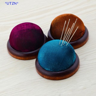 UTZN&gt; 1pc Wood Bottom Base  Pin Cushion Pillow Holder Sewing Craft Stitch new