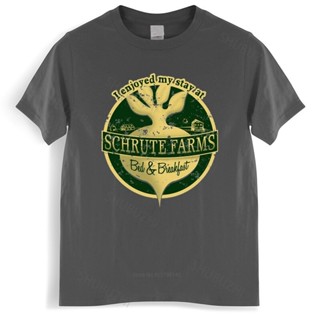 เสื้อยืดผ้าฝ้ายพิมพ์ลายแฟชั่น เสื้อยืด พิมพ์ลายกราฟฟิค Dwight Schrute Farms สีดํา สไตล์เรโทร แฟชั่นสําหรับผู้ชาย และผู้ห