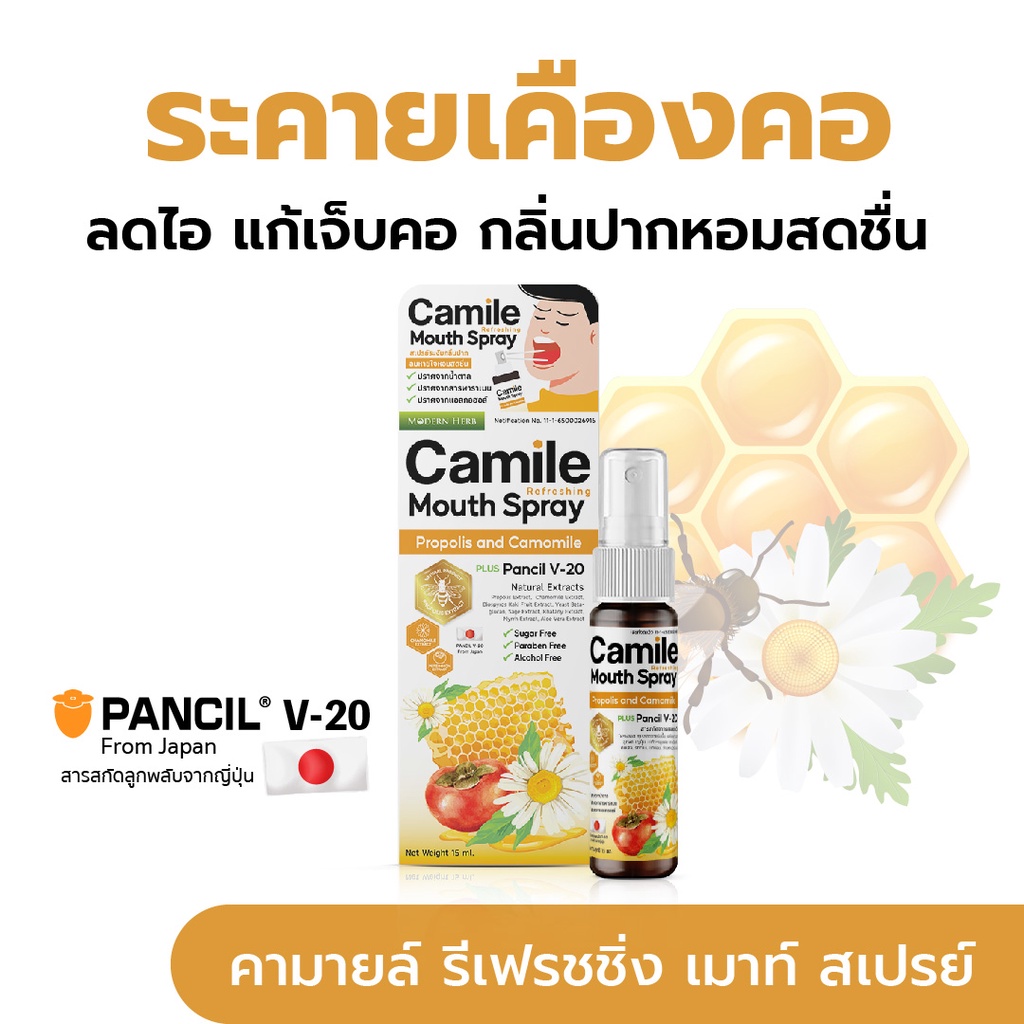 ซื้อ Camile Mouth Spray  คามายล์ เมาท์ สเปรย์  สำหรับช่องปากและคอ พ่นชุ่มคอ บรรเทาเจ็บคอ