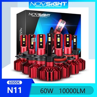 Novsight ใหม่ล่าสุด N11 ไฟหน้ารถ LED 60W 10000LM 9005 9006 H1 H3 H4 H7 H11 หลอดไฟหน้า LED ไฟสูง/ไฟต่ำ ไฟตัดหมอก 6000K สีขาว Super Bright Spot 2 ชิ้น รับประกัน 2 ปี