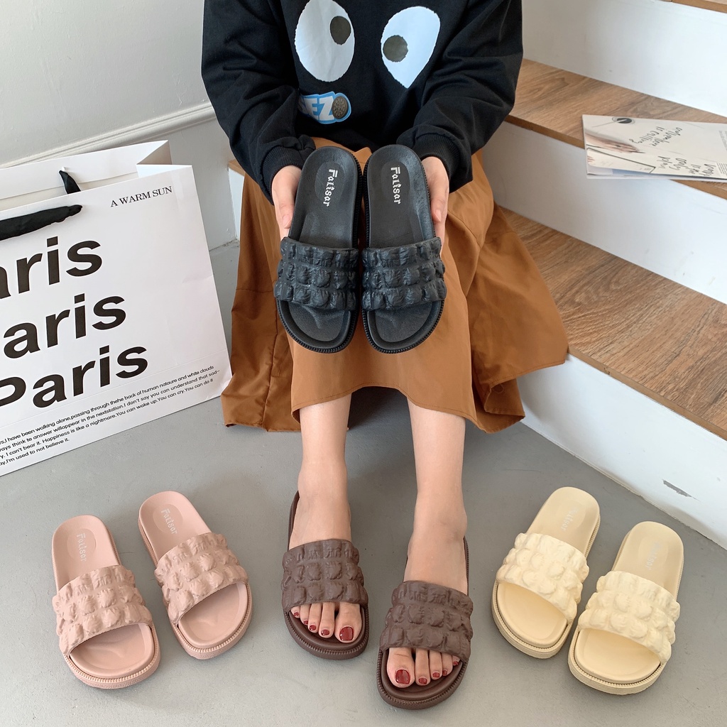 Falisar รองเท้าเท้าเเฟชั่นผู้หญิงเสริมส้น ยางล้วนนิ่มๆ รุ่น1603-A