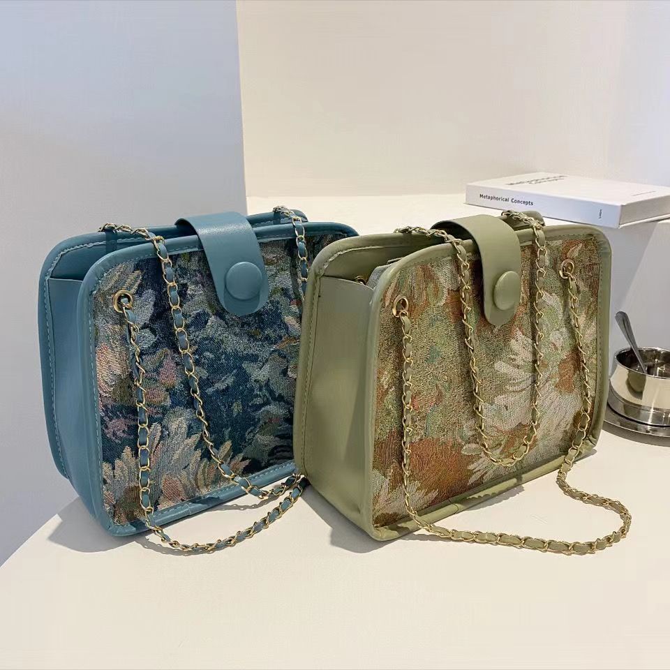 [GHGl] Monet Oil Painting Bag Female Bag Large Capacity Handbag Simple All-Match One-Shoulder Tote Bag