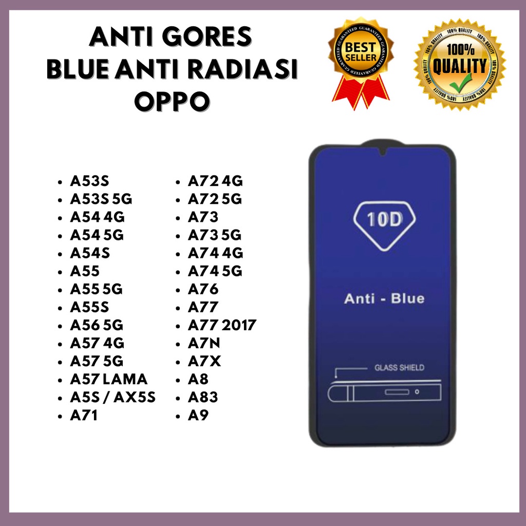 กระจกนิรภัย Anti Blue - ป้องกันรังสี OPPO A53S-A53S 5G-A54 4G-A54 5G-A54S-A55-A55 5G-A55S-A56 5G-A57