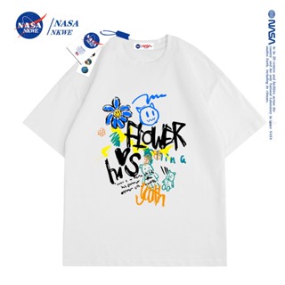 เสื้อยืดแขนสั้น พิมพ์ลาย nasa แฟชั่นฤดูร้อน สําหรับผู้ชาย และคู่รัก