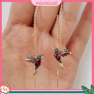 (micmicell) ต่างหูสายโซ่ห้อยจี้รูปนก Hummingbird สําหรับผู้หญิง