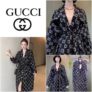 เสื้อโค้ท GUCCI GG JACQUARD CANVAS TRENCH COAT