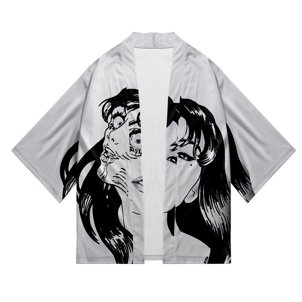 Junji Ito 3D Printing Anime Japanese Kimono Haori Yukata Cosplay Women/Men Fashion Summer Casual Short Sleeve Streetwe #1