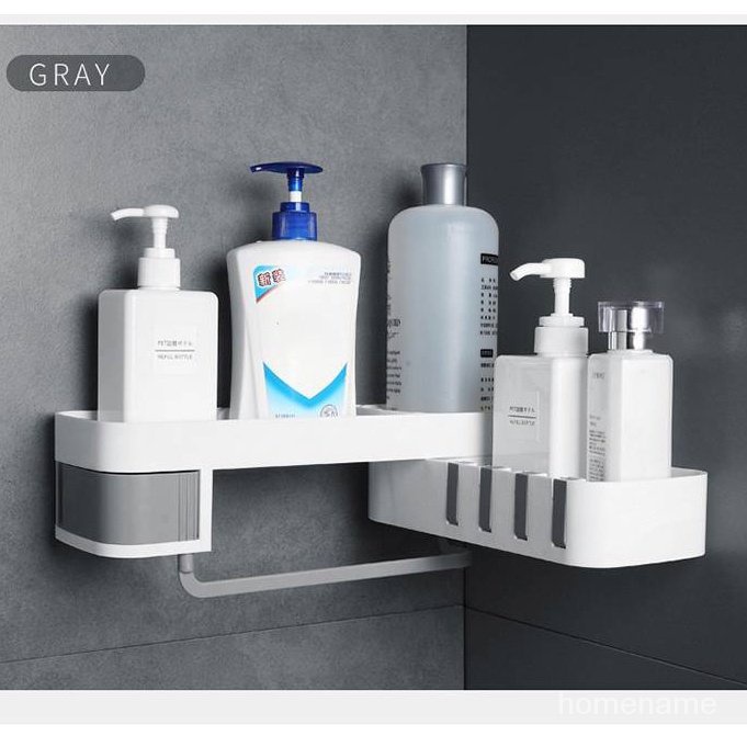ชั้นวางของห้องน้ำ ชั้นวางเข้ามุม Bathroom Storage Shelf ชั้นวางของแบบติดผนังสําหรับห้องครัว,ห้องน้ํา