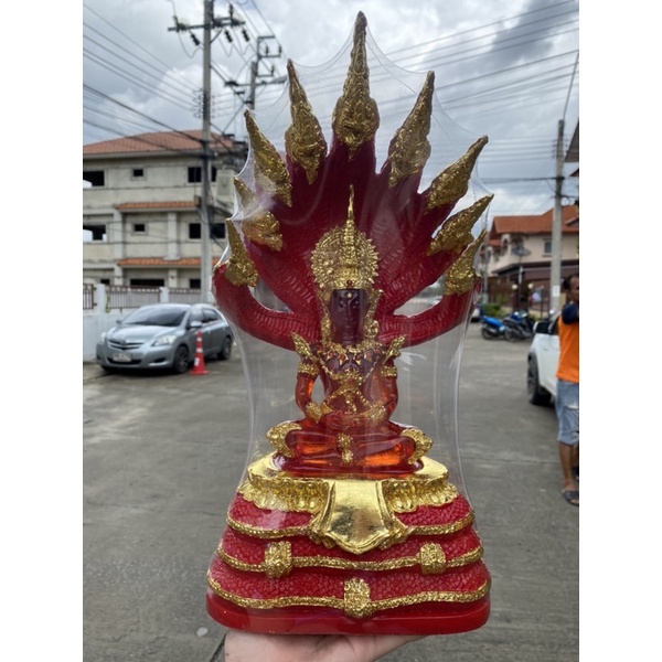 พระเเก้วนาคปรก สูง14นิ้ว พระนาคปรก 9เศียร กว้าง8นิ้ว สีเขียว