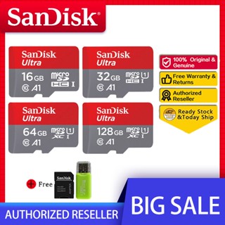 Sandisk การ์ดหน่วยความจํา ULTRA A1 Class 10 Micro SD (สีขาว 80MB SEC) (สีเทา 80MB SEC) 16GB 32GB 64GB 128GB