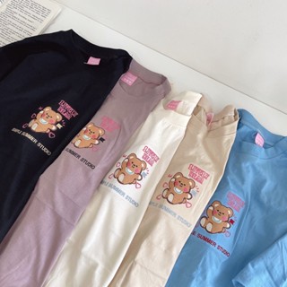 Sugarbeetshop | S125 หมี Lively bear simple summer 🤍 เสื้อโอเวอร์ไซต์ oversize เสื้อยืดผ้า cotton