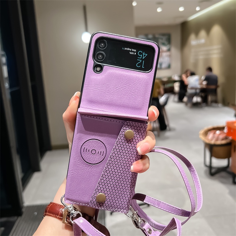 Multi functional กระเป๋าสตางค์หนังสําหรับ Samsung Galaxy Z Flip3 Z Flip 4 PU Flip Card Slot ฝาหลัง