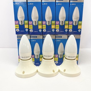 ยกแพ็ค*10หลอด หลอดเปลวเทียน สีวอร์มส้ม 2800K Led candle light bulb E27