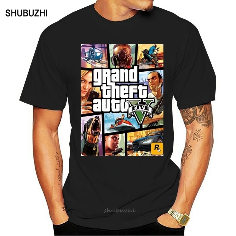 เสื้อ ยืด ผู้ชาย Camiseta de Grand Theft Auto Gta para hombre, camisa de calle larga con Gta 5, de m