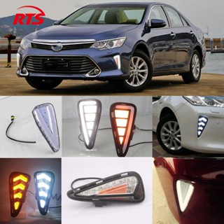 【พร้อมส่ง】ฝาครอบไฟตัดหมอก Led DRL สีเหลือง สําหรับ Toyota Camry 2015 2016 2017 2 ชิ้น