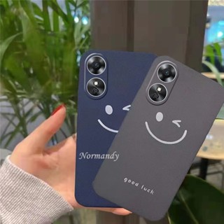 เคสโทรศัพท์ In Stock Phone Case OPPO A17 A77S A77 A57 4G 5G 2022 New Fashion Smiley Good Luck Pattern Matte Handphone Casing Full Camera Shockproof Back Cover Silicagel TPU Softcase เคส