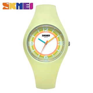 Skmei ใหม่ นาฬิกาข้อมือควอตซ์ แฟชั่น สีพื้น