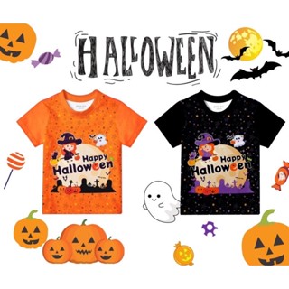 พร้อมส่ง เสื้อเด็ก ฮาโลวีน (Halloween) ชุดฮาโลวีนเด็ก เสื้อเด็กผู้หญิง เสื้อเด็กผู้ชาย พิมพ์ลายหน้าหลัง ลายออกแบบมาเฉพาะ