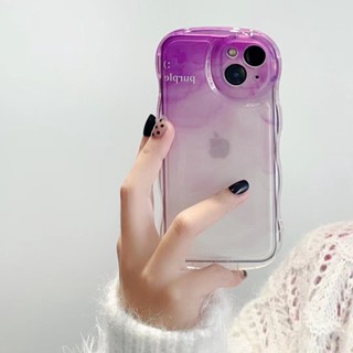 ✨ส่งเชือกเส้นเล็ก✨เคสไอโฟน14 Pro Max 13 12 11 เคส for iPhone 14พลัส ไล่โทนสี สีม่วง พกง่ายๆ การป้องกันการตก Case