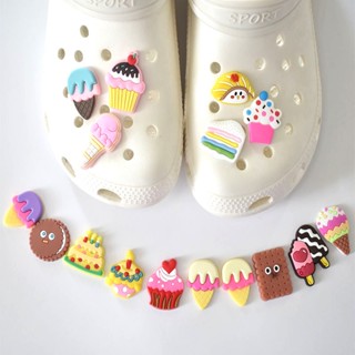 CROCS 【Cute Deco】กระดุมเรซิ่น รูปการ์ตูนเค้ก ไอศกรีม บิสกิตน่ารัก (9 แบบ) สําหรับตกแต่งรองเท้า DIY