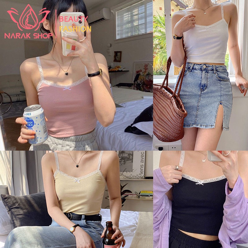 สายเดี่ยวแฟชั่น ครอปทอป สายเดี่ยวผ้าฝ้าย สายเดี่ยวน่ารักๆ ไม่โป๊ น่ารักสไตล์เกาหลี