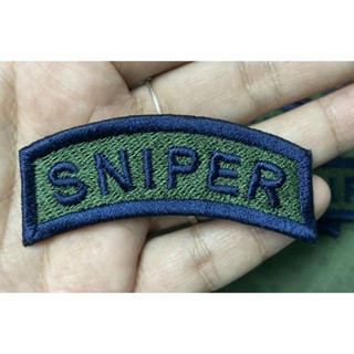 sniper อาร์มโค้งsniper ป้ายโค้งsniper ปักปูไหมสีเขียว