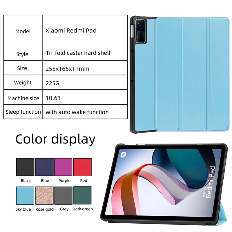 เคสแท็บเล็ต หนัง PU พับได้ ปรับได้ สําหรับ Xiaomi Redmi Pad 10.61 นิ้ว 2022  | Shopee Thailand
