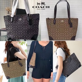 COACH ZIP TOP TOTE IN SIGNATURE CANVAS ( COACH F29958 )