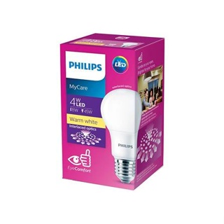 หลอด LED PHILIPS A60 4วัตต์ E27 สีเหลืองขาว