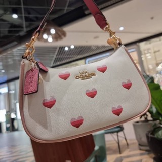 COACH CA251 TERI SHOULDER BAG WITH STRIPE HEART PRINT