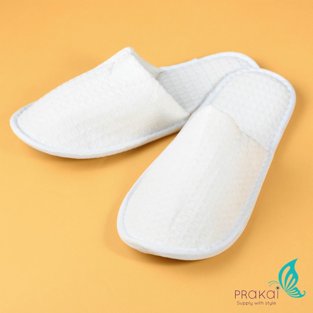 PRAKAIVANICH รองเท้าแตะในบ้านแบบนุ่ม รองเท้าสลิปเปอร์โรงแรม (ผ้ารังผึ้งx10 คู่,ผ้าขนหนูx20 คู่)