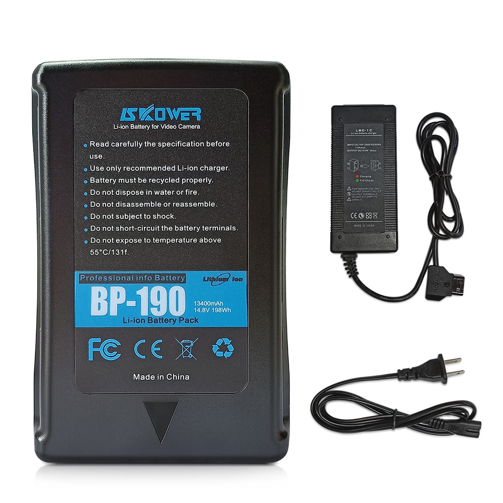 SKOWER 14.8V 198Wh(13400mAh) BP-190 V-Mount V-Lock V-Shape V Mount Rechargeable Li-ion Battery With USB Port D-Tap Cha #8
