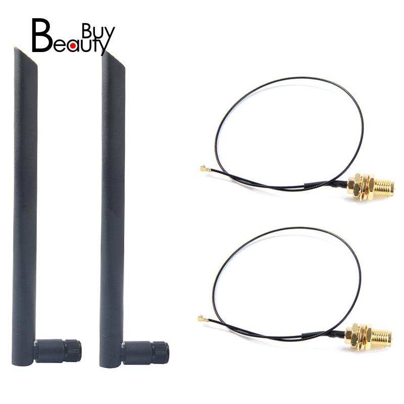 เสาอากาศ WIFI ไร้สาย Dual Band 6Dbi RP-SMA+MHF4 สําหรับการ์ดไร้สาย AX200 AC9260 NGFF M.2 WIFI WLAN ules