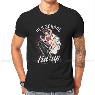 เสื้อยีด โรงเรียนเก่า Rockabilly วินเทจร็อคแอนด์โรลเพลง Pin Up สาวเสื้อยืดฤดูร้อนผ้าฝ้ายเสื้อผ้าผู้ชายฮาราจูกุ Crewneck