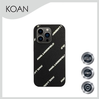 เคสมือถือ KARL Grained Pu Leather Case Logomania for iPhone 14 Plus/ 14 Pro Max - Black