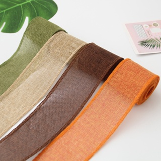 【AG】1 Roll DIY Wrinkle-resistant Christmas Ribbon Imitation Linen Each Side Serging Wrapping Ribbon for Home